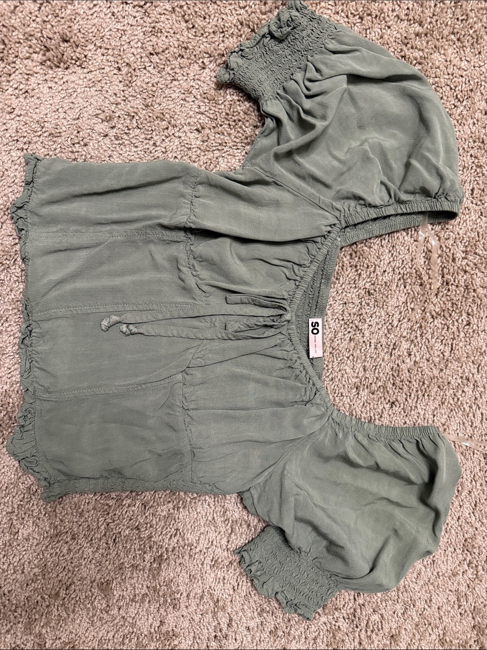 SO Sage Green Puff Sleeve Top
